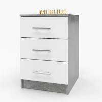 Офісна тумба на 3 шухляди ОФТ-02 40x45x60 см Бетон/Біла