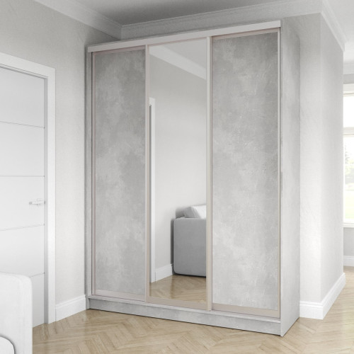 Шафа-купе 3-дверна 180x60x240 см Комбі Бетон Стайл