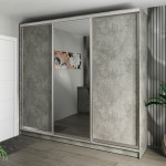 Шафа-купе 3-дверна 260x60x240 см Стандарт Бетон