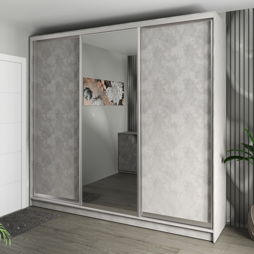 Шафа-купе 3-дверна 260x60x240 см Стандарт Бетон Стайл