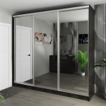Шафа-купе 3-дверна 260x60x240 см Стандарт Бетон Темний