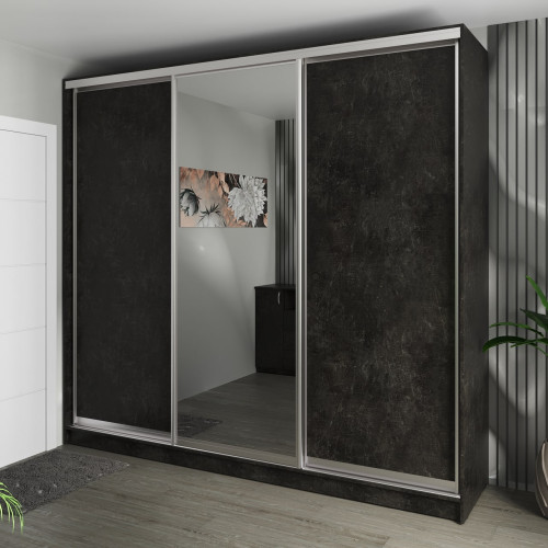 Шафа-купе 3-дверна 260x60x240 см Стандарт Антрацит