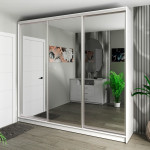 Шафа-купе 3-дверна 260x60x240 см Стандарт Білий Структурний