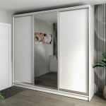 Шафа-купе 3-дверна 260x60x240 см Стандарт Білий Структурний
