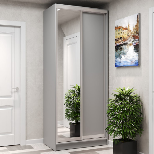 Шафа-купе 2-дверна 100x60x240 см Стандарт Сіра Лава