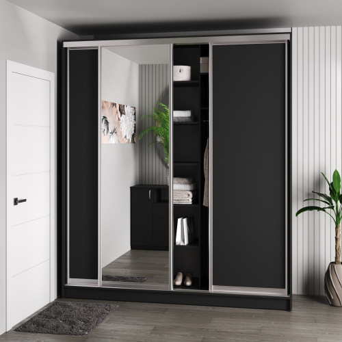 Шафа-купе 3-дверна 230x60x240 см Стандарт Антрацит
