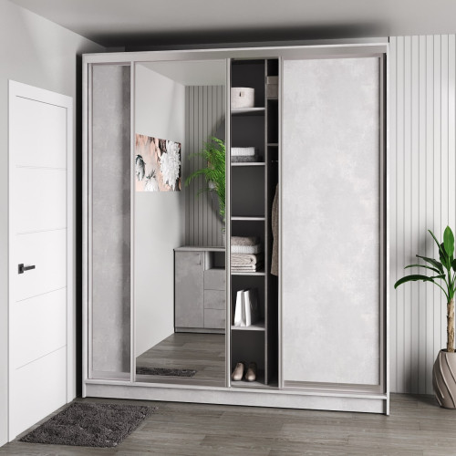 Шафа-купе 3-дверна 230x60x240 см Стандарт Бетон Стайл