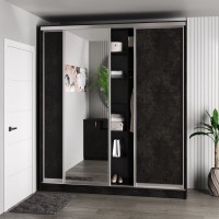 Шафа-купе 3-дверна 230x60x240 см Стандарт Бетон Темний