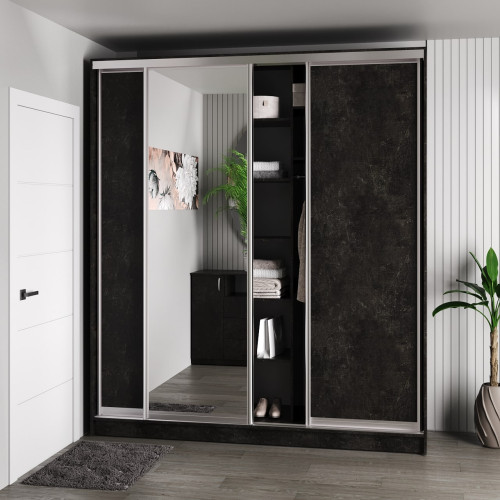 Шафа-купе 3-дверна 240x60x240 см Стандарт Бетон Темний