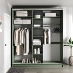 Шафа-купе 3-дверна 230x60x240 см Стандарт Зелений Димчастий