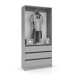 Гардеробна шафа з 3 шухлядами Сіра Лава ПГ-1 60x40x210 см
