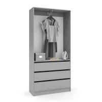 Гардеробна шафа з 3 шухлядами Сіра Лава ПГ-1 80x40x210 см