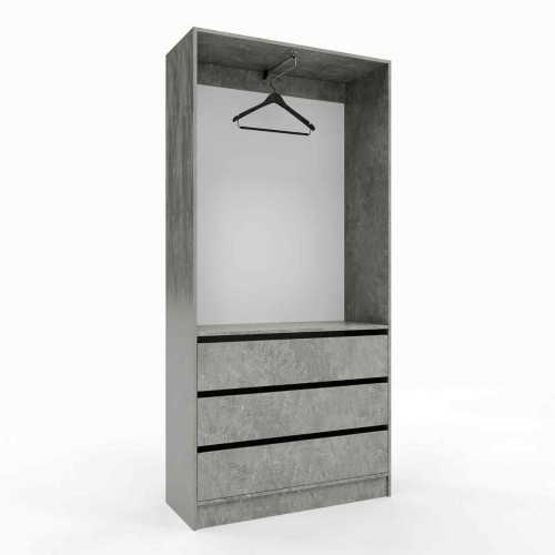 Гардеробна шафа з 3 шухлядами Бетон ПГ-1 60x40x210 см