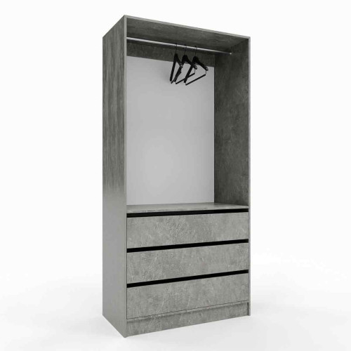 Гардеробна шафа з 3 шухлядами Бетон ПГ-1 60x50x210 см
